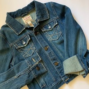 Cropped Length Denim Jacket Long Sleeve Vintage Women’s Medium Back to Bchool